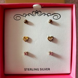 Childrens sterling silver earrings set from Lily Nily